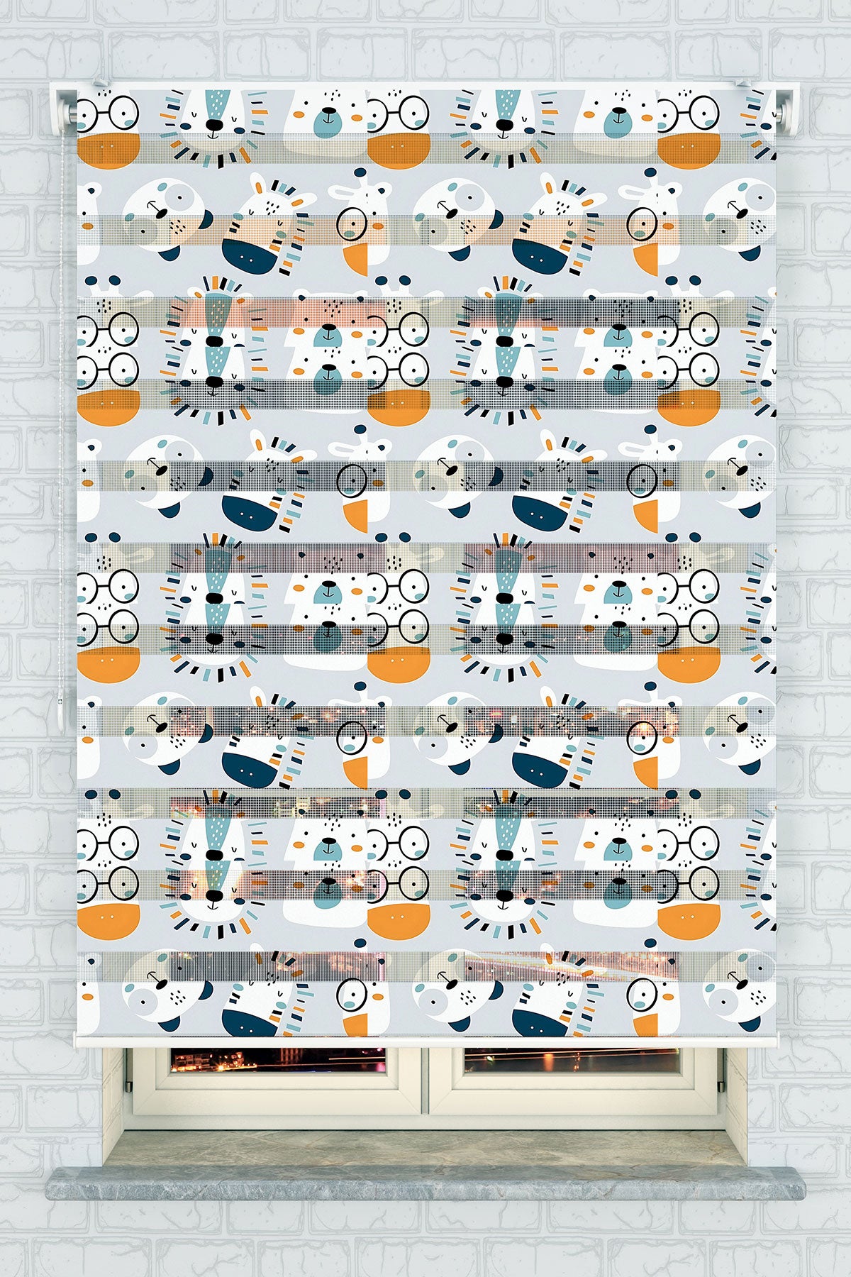 Sevimli Hayvanlar Desenli Zebra Perde - (AKEL-1214-1)