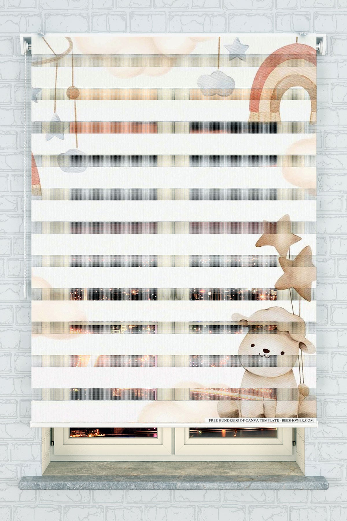 Yıldızlı Ayıcık Zebra Perde - (AKEL-1218-1)