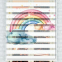 Pastel Gökkuşağı ve Bulut Desenli Zebra Perde - (AKEL-1226-1)