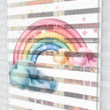 Pastel Gökkuşağı ve Bulut Desenli Zebra Perde - (AKEL-1226-4)