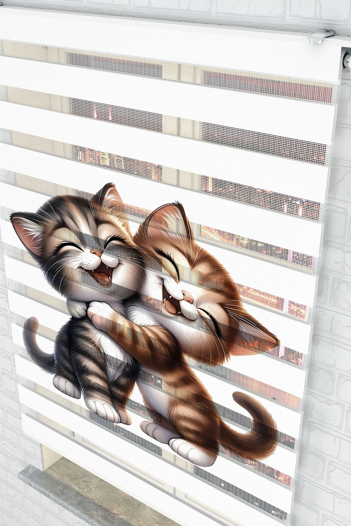 Sevimli Kedi Dostlar Zebra Perde - (AKEL-1233-5)