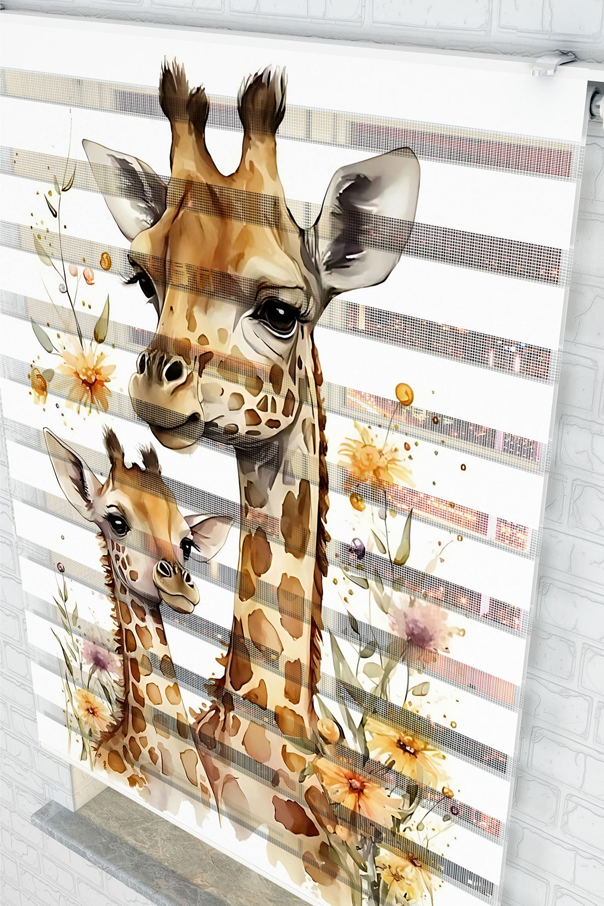 Zarif Zürafa Desenli Zebra Perde - (AKEL-1236-5)