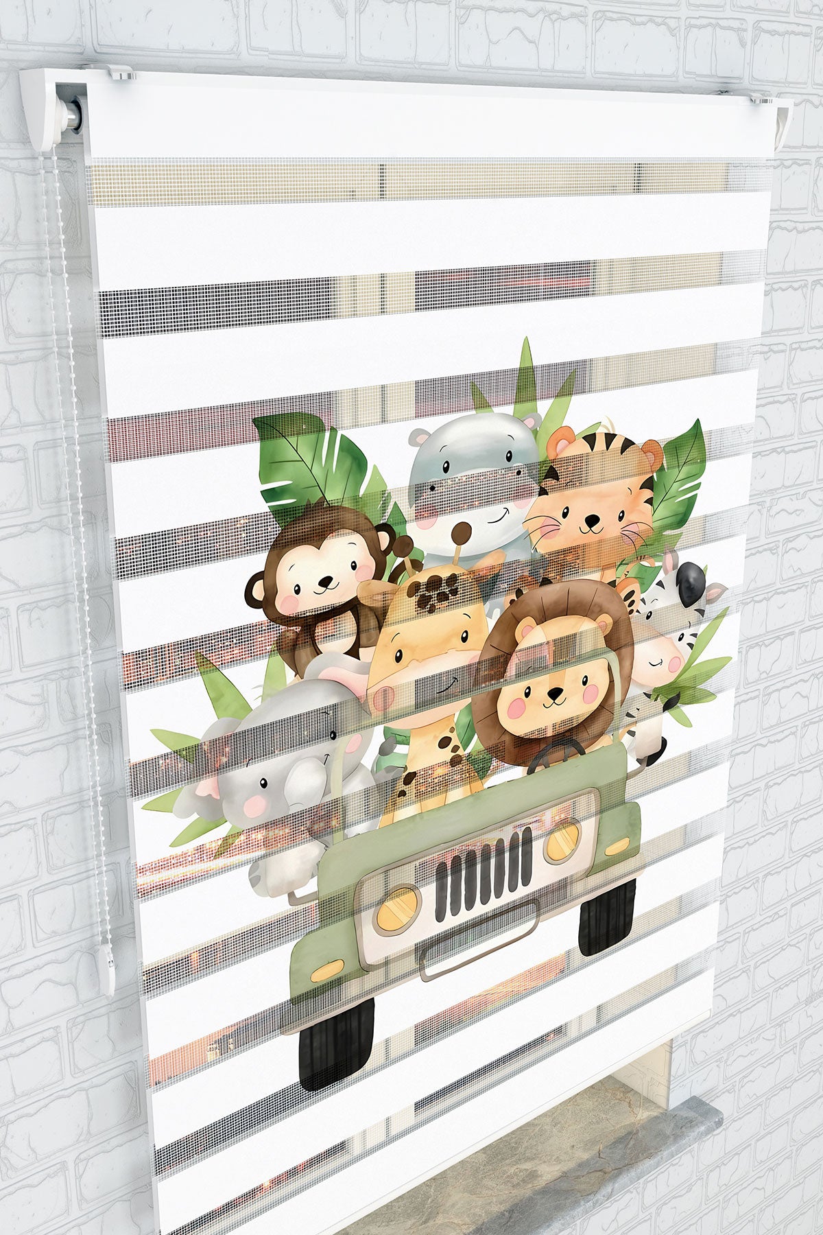 Safari Macerası Çocuk Zebra Perde - (AKEL-1237-2)