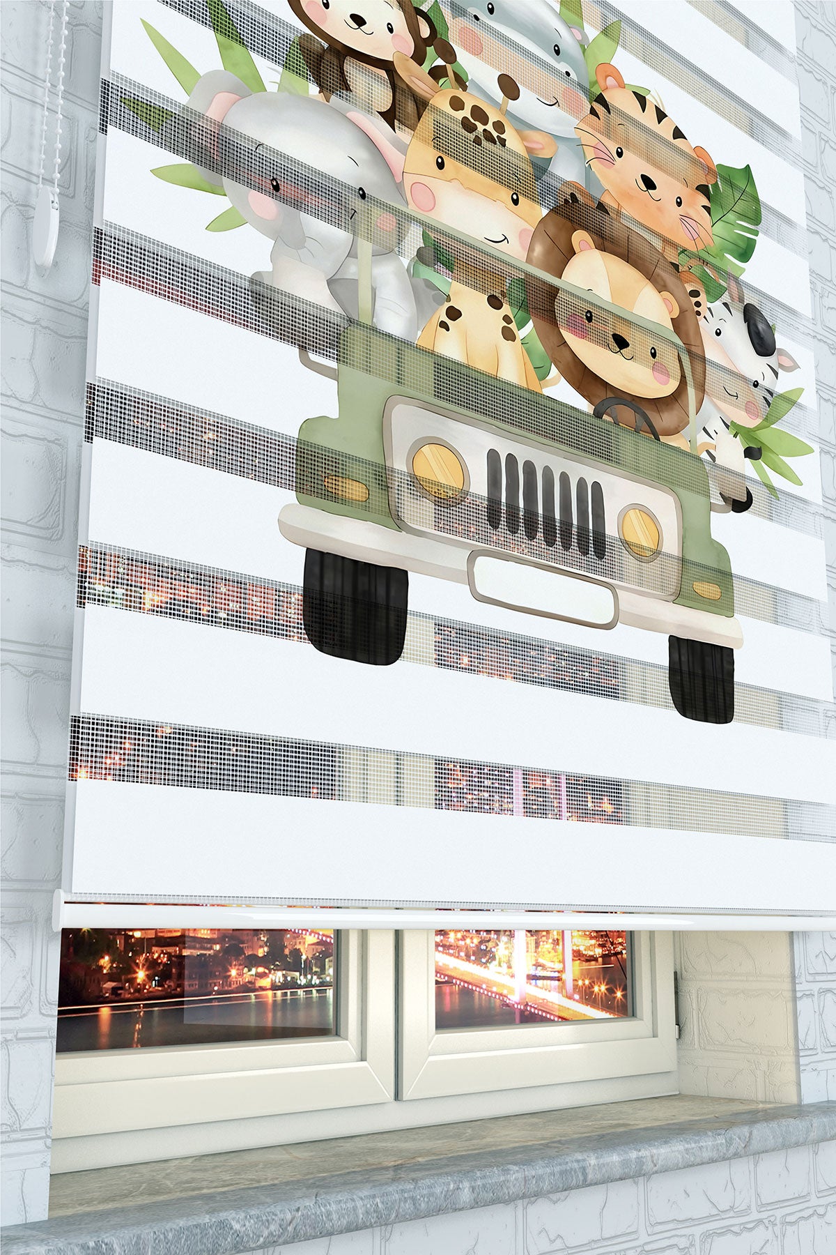 Safari Macerası Çocuk Zebra Perde - (AKEL-1237-3)