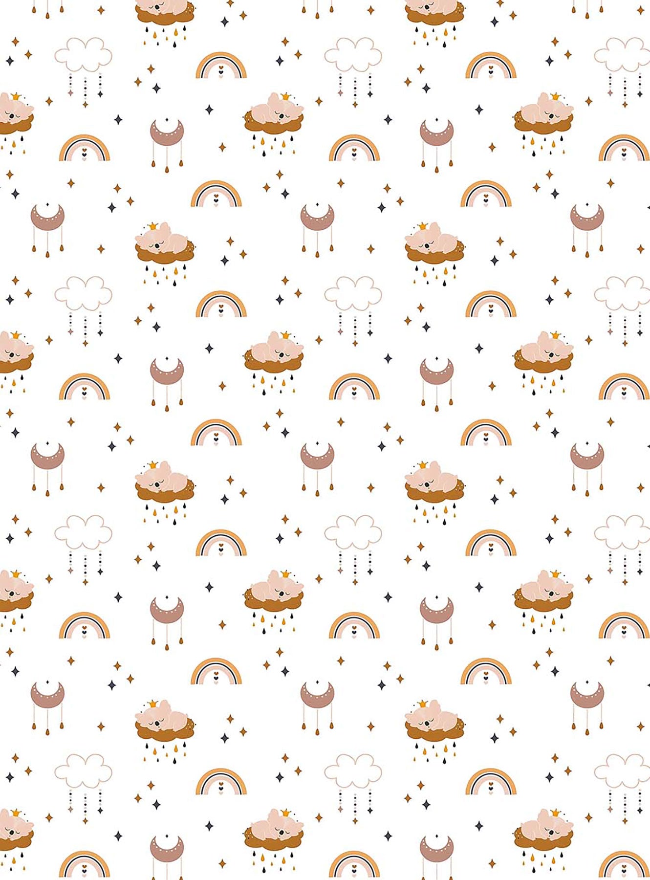 Pastel Renkli Bulut ve Gökkuşağı Desenli Zebra Perde - (AKEL-1242-6)