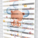 Uçan Balonlu Sevimli Ayıcık Zebra Perde - (AKEL-1247-4)