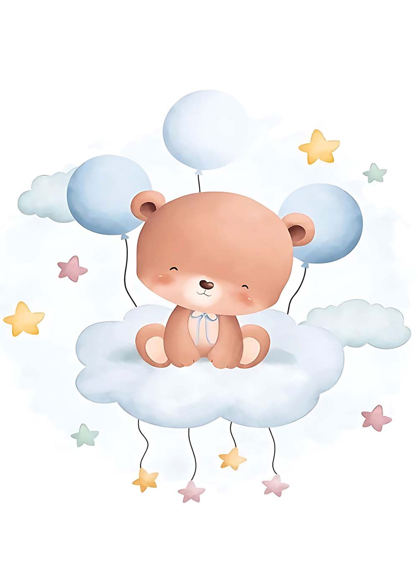 Uçan Balonlu Sevimli Ayıcık Zebra Perde - (AKEL-1247-6)