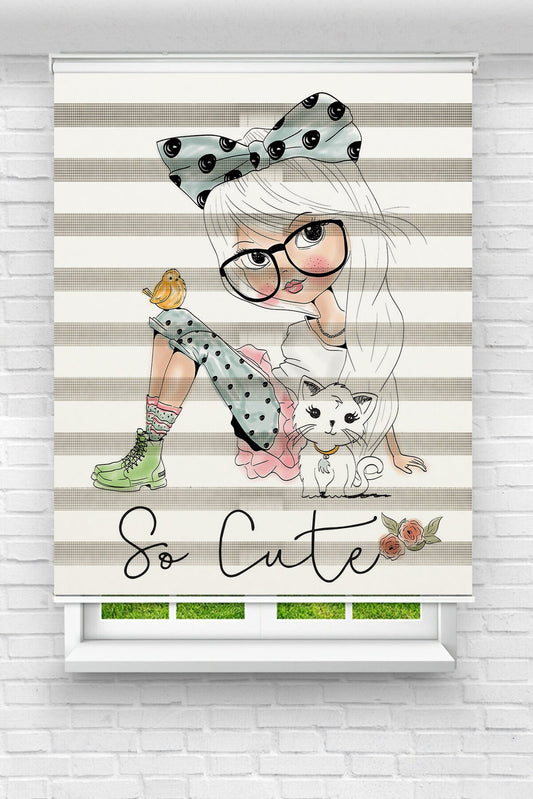 Kız Çocuk Odası - So Cute Baskılı Zebra Perde