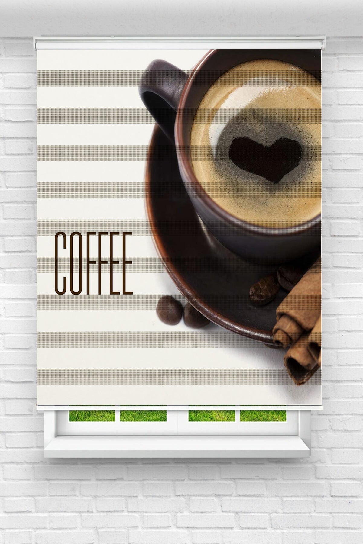Mutfak Odası -  Kahve Fincanı Coffe Baskılı Zebra Perde