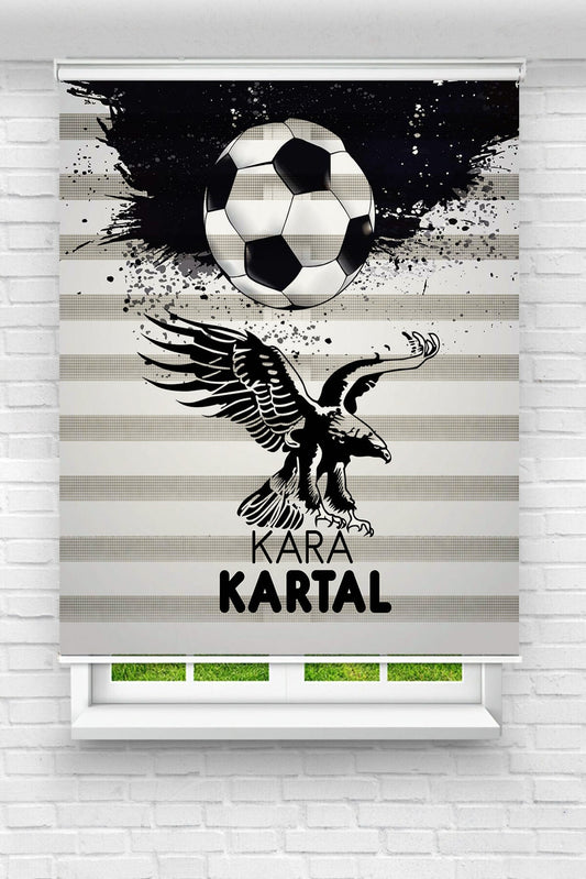 Şampiyon Kara Kartal Baskılı Zebra Perde 